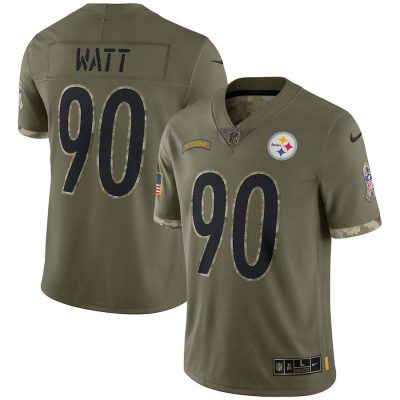 Pittsburgh Steelers #90 T.J. Watt Nike 2022 Salute To Service Limited Jersey - Olive