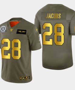 Raiders #28 Josh Jacobs Nike Olive Gold 2019 Salute To Service Limited NFL 100 Jersey