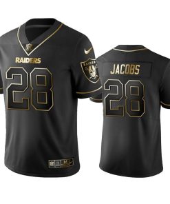 Raiders #28 Josh Jacobs Stitched NFL Vapor Untouchable Limited Black Golden Jersey