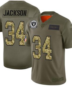 Raiders #34 Bo Jackson Nike 2019 Olive Camo Salute To Service Limited NFL Jersey
