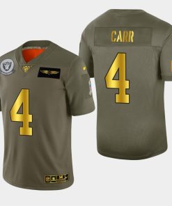 Raiders #4 Derek Carr Nike Olive Gold 2019 Salute To Service Limited NFL 100 Jersey