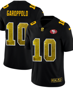 San Francisco 49ers #10 Jimmy Garoppolo Black Nike Golden Sequin Vapor Limited NFL Jersey