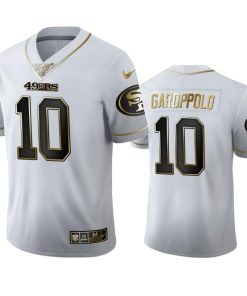 San Francisco 49ers #10 Jimmy Garoppolo Nike White Golden Edition Vapor Limited NFL 100 Jersey