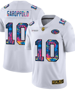 San Francisco 49ers #10 Jimmy Garoppolo White Nike Multi-Color 2020 NFL Crucial Catch Limited NFL Jersey