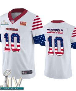 San Francisco 49ers #10 Jimmy Garoppolo White Super Bowl LIV 2020 Nike Team Logo USA Flag Vapor Untouchable Limited NFL Jersey