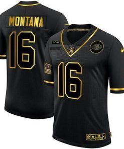 San Francisco 49ers #16 Joe Montana Men's Nike 2020 Salute To Service Golden Limited NFL Jersey Black