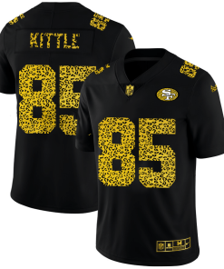 San Francisco 49ers #85 George Kittle Men's Nike Leopard Print Fashion Vapor Limited NFL Jersey Black