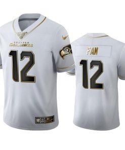 Seattle Seahawks #12 Fan Nike White Golden Edition Vapor Limited NFL 100 Jersey
