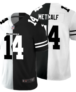 Seattle Seahawks #14 DK Metcalf Black V White Peace Split Nike Vapor Untouchable Limited NFL Jersey