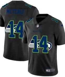 Seattle Seahawks #14 DK Metcalf Nike Team Logo Dual Overlap Limited NFL Jersey Black
