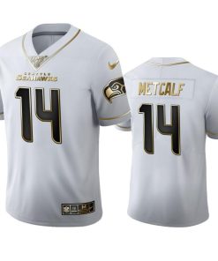Seattle Seahawks #14 DK Metcalf Nike White Golden Edition Vapor Limited NFL 100 Jersey