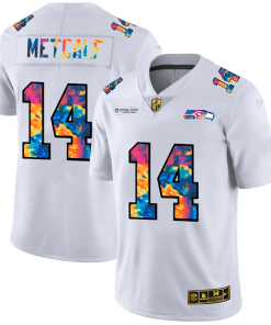 Seattle Seahawks #14 DK Metcalf White Nike Multi-Color 2020 NFL Crucial Catch Limited NFL Jersey