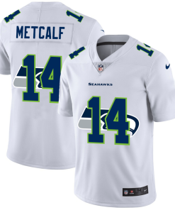 Seattle Seahawks #14 DK Metcalf White Nike Team Logo Dual Overlap Limited NFL Jersey