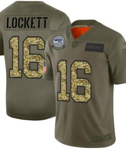 Seattle Seahawks #16 Tyler Lockett Nike 2019 Olive Camo Salute To Service Limited NFL Jersey