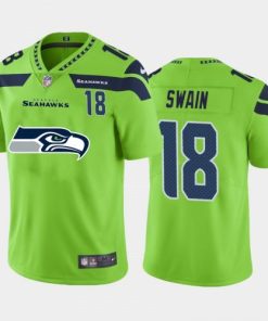 Seattle Seattle Seahawks #18 Freddie Swain Green Nike Big Team Logo Player Vapor Limited NFL Jersey