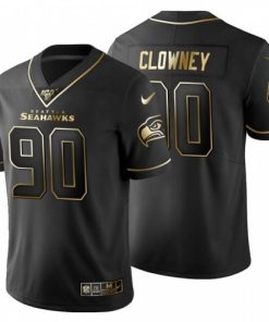 Seattle Seattle Seahawks #90 Jadeveon Clowney Nike Black Golden Limited NFL 100 Jersey