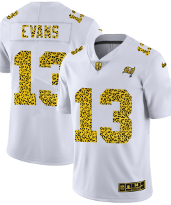 Tampa Bay Buccaneers #13 Mike Evans Nike Flocked Leopard Print Vapor Limited NFL Jersey White