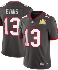 Tampa Bay Buccaneers #13 Mike Evans Super Bowl LV Champions Patch Nike Pewter Alternate Vapor Limited Jersey