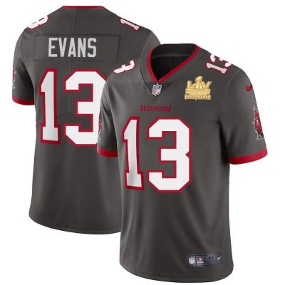 Tampa Bay Buccaneers #13 Mike Evans Super Bowl LV Champions Patch Nike Pewter Alternate Vapor Limited Jersey