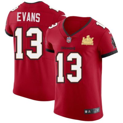 Tampa Bay Buccaneers #13 Mike Evans Super Bowl LV Champions Patch Nike Red Vapor Elite Jersey