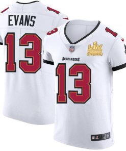 Tampa Bay Buccaneers #13 Mike Evans Super Bowl LV Champions Patch Nike White Vapor Elite Jersey