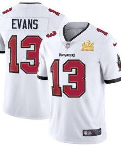 Tampa Bay Buccaneers #13 Mike Evans Super Bowl LV Champions Patch Nike White Vapor Limited Jersey