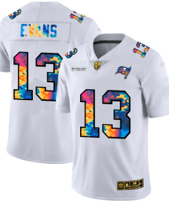 Tampa Bay Buccaneers #13 Mike Evans White Nike Multi-Color 2020 NFL Crucial Catch Limited NFL Jersey