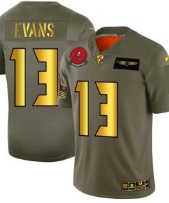Tampa Bay Buccaneers #13 Mike Evans NFL Nike Olive Gold 2019 Salute To Service Limited Jersey