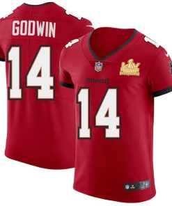 Tampa Bay Buccaneers #14 Chris Godwin Super Bowl LV Champions Patch Nike Red Vapor Elite Jersey