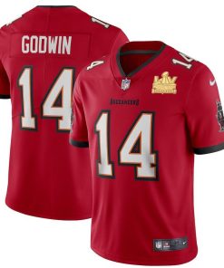 Tampa Bay Buccaneers #14 Chris Godwin Super Bowl LV Champions Patch Nike Red Vapor Limited Jersey