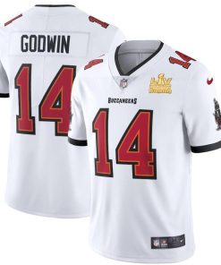 Tampa Bay Buccaneers #14 Chris Godwin Super Bowl LV Champions Patch Nike White Vapor Limited Jersey