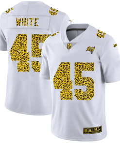 Tampa Bay Buccaneers #45 Devin White Nike Flocked Leopard Print Vapor Limited NFL Jersey White