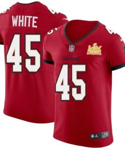 Tampa Bay Buccaneers #45 Devin White Super Bowl LV Champions Patch Nike Red Vapor Elite Jersey