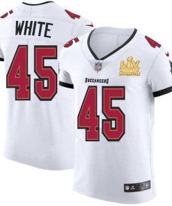 Tampa Bay Buccaneers #45 Devin White Super Bowl LV Champions Patch Nike White Vapor Elite Jersey