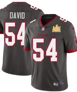 Tampa Bay Buccaneers #54 Lavonte David Super Bowl LV Champions Patch Nike Pewter Alternate Vapor Limited Jersey