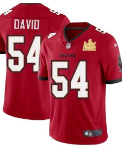 Tampa Bay Buccaneers #54 Lavonte David Super Bowl LV Champions Patch Nike Red Vapor Limited Jersey