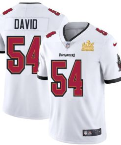 Tampa Bay Buccaneers #54 Lavonte David Super Bowl LV Champions Patch Nike White Vapor Limited Jersey