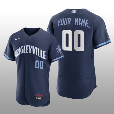 City Connect Chicago Cubs Custom Authentic Navy Jersey