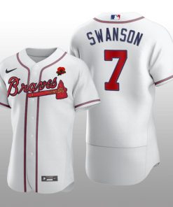2021 Memorial Day Dansby Swanson Authentic White Jersey Atlanta Braves