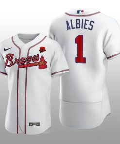 2021 Memorial Day Ozzie Albies Authentic White Jersey Atlanta Braves