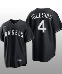 Angels Jose Iglesias 2021 All Black Fashion Serise Replica Jersey Black White