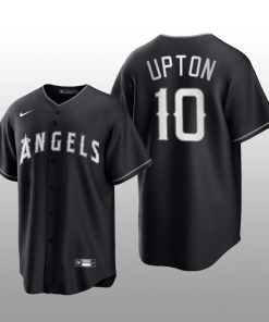 Angels Justin Upton 2021 All Black Fashion Serise Replica Jersey Black White