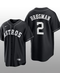 Astros Alex Bregman 2021 All Black Fashion Serise Replica Jersey Black White