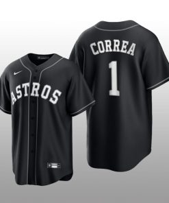 Astros Carlos Correa 2021 All Black Fashion Serise Replica Jersey Black White