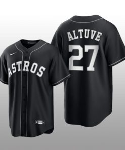 Astros Jose Altuve 2021 All Black Fashion Serise Replica Jersey Black White