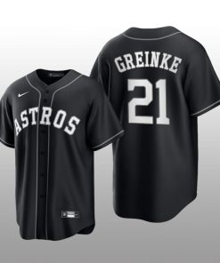 Astros Zack Greinke 2021 All Black Fashion Serise Replica Jersey Black White