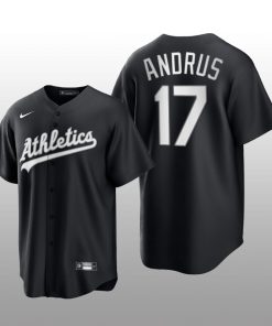 Athletics Elvis Andrus 2021 All Black Fashion Serise Replica Jersey Black White