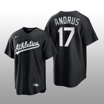 Athletics Elvis Andrus All Black Fashion Serise Replica Jersey Black White