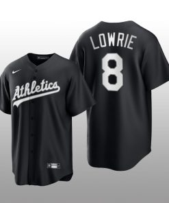 Athletics Jed Lowrie 2021 All Black Fashion Serise Replica Jersey Black White