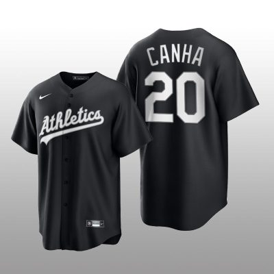 Athletics Mark Canha All Black Fashion Serise Replica Jersey Black White